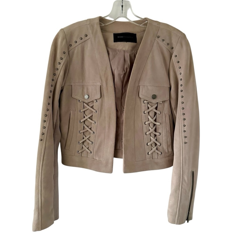 BCBGMAXAZRIA Beige Studded Women's Jacket Size S